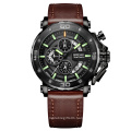 BREAK 5689 Men's  Quartz Movement Leather Band Luminous Hands Auto Date